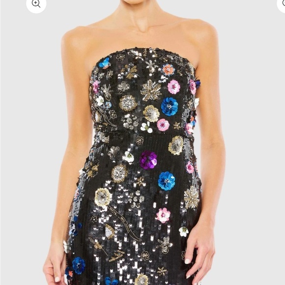 MAC DUGGAL
Black Floral Sequined Strapless Column dress size 8 NWT - Picture 3 of 13